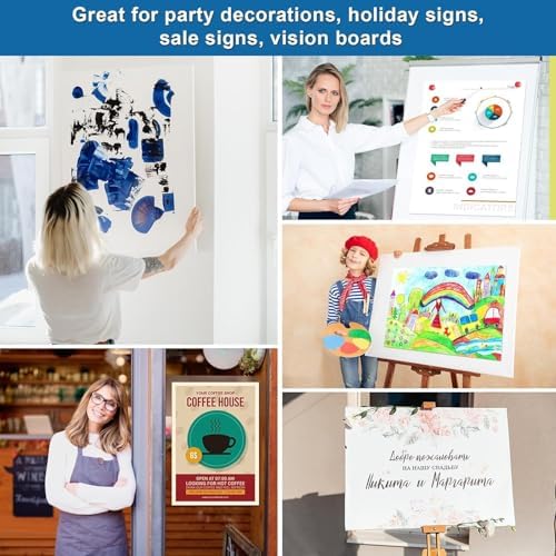 18 Pcs Poster Board 22" x 28" White Poster Paper Bulk, ROOKEA 250 GSM Vision Board for School Arts Craft Projects Presentations Drawing Scrapbooking Blank Graphic Display Office Supplies