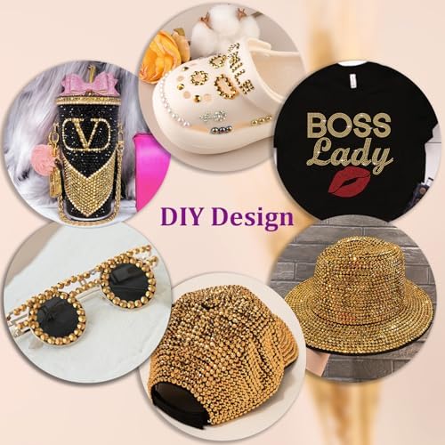 TINKRSTUFF Resin Jelly Rhinestones for Crafting with B7000 Jewelry Glue, 2 Boxes Gold Flatback Crystals with 3Pcs 10ml Glue, Bedazzling Non Hotfix Gems for DIY Tumblers Clothing Shoes Manicure