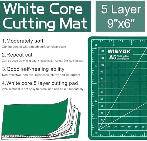 WISYOK Craft Mat, A5 Cutting Mat for Sewing, 6" x 8", Small