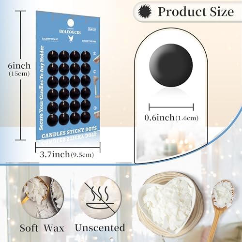 Candle Sticky Dots - Black Wax Candle Adhesive Dots - Unscented Cire Adhesive for Secure Candle Placement - Easy Clean for DIY Projects - Pack of 48