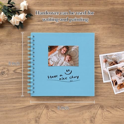 potricher 8 x 8 Inch DIY Scrapbook Album 40 Pages with Kraft Paper, Blue | Thick Kraft Paper Scrap Book Photo Albums, Memory Book for Wedding, Anniversary, Baby, Family, Travel, DIY Projects