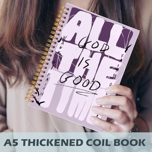 Yhtrg Pink Christian Spiral Notebooks, God Is Good All the Time Bible Journal Notebook, Bible Jesus Notebook for Note Taking, Christian Gifts for Women Men, 5.5x8.3 Inch