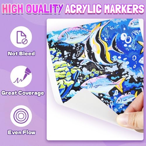 LET'S RESIN 12 Colors Acrylic Paint Markers with 3 Tips Multi-Purpose