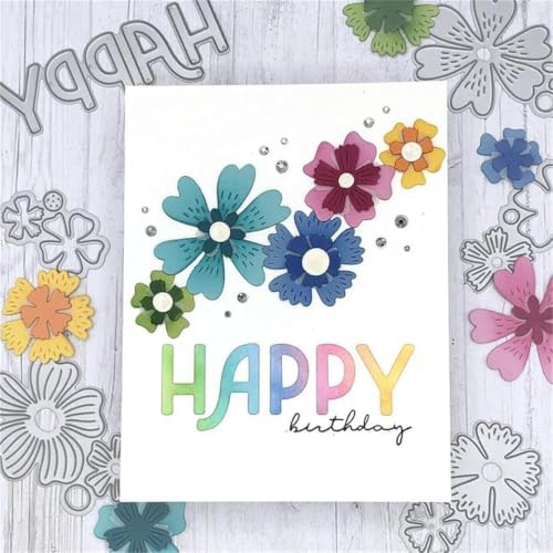 Cutting Dies Metal Stencils Scrapbooking Tools DIY Embossing Template for Paper Card Making Album Arts Crafts Supplies (Flowers Set-11.8x10.3cm)