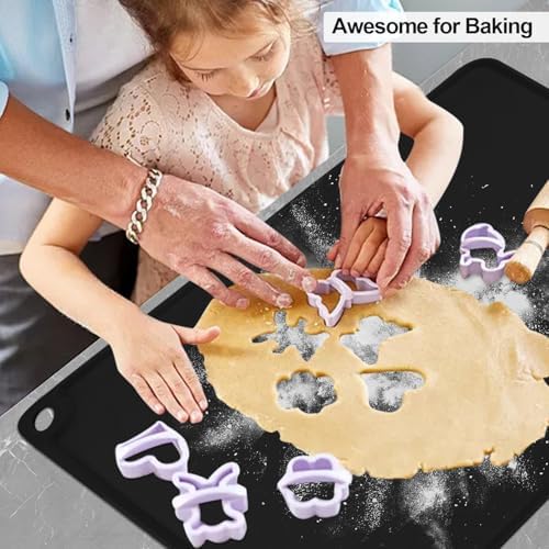 Standard Silicone Mat,Black Baking Mat-Food Grade Kids Dinner Table Placemat Non Slip Counter Mat with Raised Edges Heat Resistant Mat for Air Fryer Nonstick Pastry Dough Mat(1 Pack 23.6'' x 15.7'')