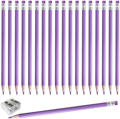 Adhere 25pcs Checking Pencils Erasable colored Pencils Pre-Sharpened #2 HB,for Checking Tests Grading,Map Coloring, editing Office Favors,including a Free sharpener. (Rose Purple)