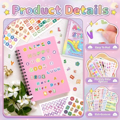 5000+ Letter Stickers, 52 Sheets Alphabet Stickers Book, Scrapbook Supplies