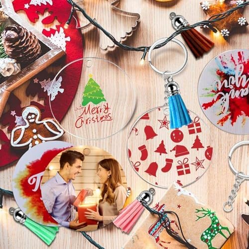120Pcs Acrylic Keychain Blanks, BetterJonny 40Pcs Square Key Tags with Key Chain Rings and Open Rings Unfinished Clear Ornament for DIY Crafting & Vinyl Projects