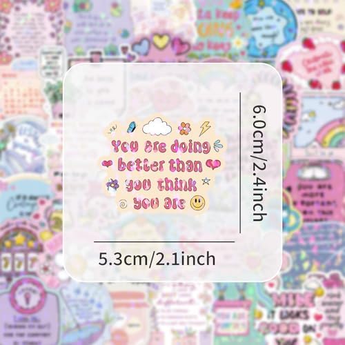 200 Pcs Inspirational Holographic Stickers, Positive Affirmation Vinyl Decals for Water Bottles Laptops, Aesthetic Boho Motivational Stickers for Adults, Journal Scrapbook Vision Board Supplies
