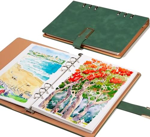 Lightwish Watercolor Sketchbook, 100% Cotton Cold Press Refillable Paper