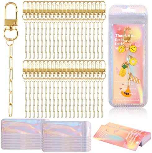 Wurosi 50Set Paperclip Keychain Making Kit with Gift Bags & Thank You Cards