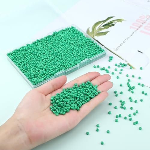 ZHIYUXI 3000Pcs 4mm Green Glass Seed Beads for Jewelry Making