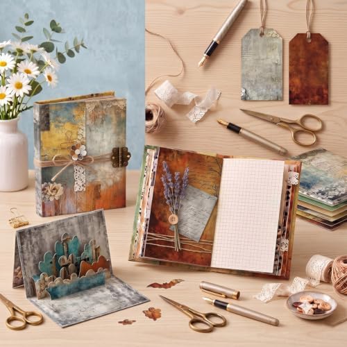 Vintage Lace Pattern Scrapbook Paper Pad 12×12,24 Sheets Double-Sided Coffee Floral Scrapbooking CardStock Paper Pad for Holiday Cardmaking DIY Junk Journal Origami Papers.