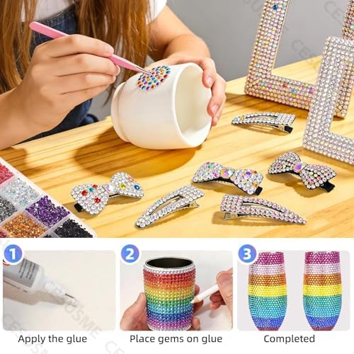 28000 Pcs Color Rhinestones Bedazzling Kit, Black Resin Gems for Crafts