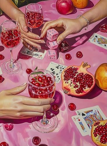 Pink Poker Cherry Drink Diamond Art Kits for Adults Diamond Painting Kits
