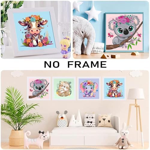 bleihum 4 Pack Paint by Numbers for Kid Ages 4-8 Animals 8x8inch