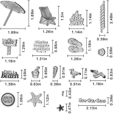 Summer Beach Vocation Clear Stamps for Card Making Decoration, Ocean Sea Sun Sand Words Castle Transparent Rubber Seal Stamps for Photo Card Album DIY Scrapbooking Crafting Supplies