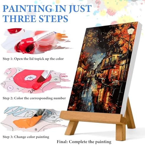 PRASIO Paint by Numbers Kit for Adults Beginner, Landscape Adult Paint by Numbers on Canvas, DIY Acrylic Watercolor Oil Paint by Number for Adults for Home Decor Gift 16x20 Inch