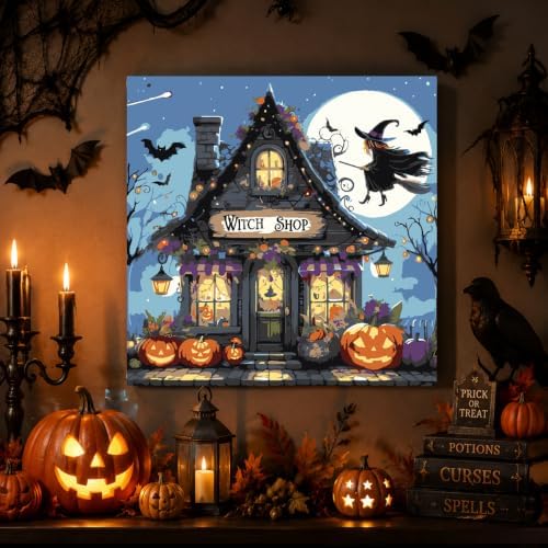 Witch Paint by Numbers Kit for Adults Beginner with Framed 10x10 Inch