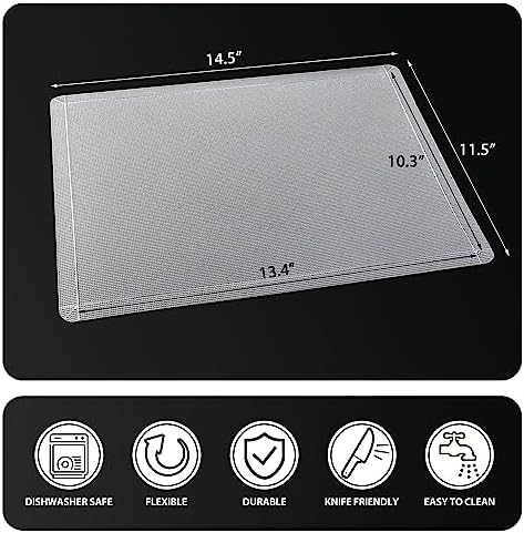 WK Flexible Plastic Cutting Boards Mats with Lip, Foldable Cutting Board for Kitchen Set of 3, Clear Cutting Boards, Nonslip Cutting Mats Sheets, BPA Free, Dishwasher Safe