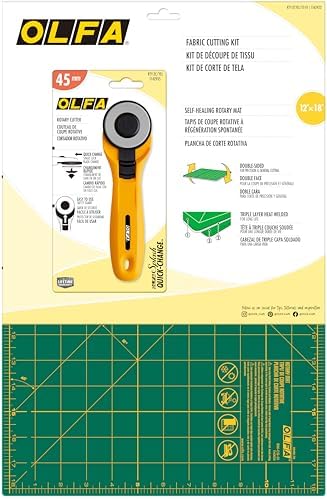 OLFA Fabric Cutting Kit (RTY-2CYEL/ST-01) - 45mm Cutter & 12x18 Mat