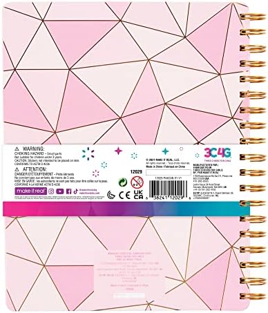Make it Real 3C4G- Pink & Gold All-in-1 Sketchbook Set - Unlined Diary, Journal & Sketchbook for Kids - Includes Pencils, Stickers & More - Perfect Drawing Kit for Girls - Creative Kids Sketch Pad