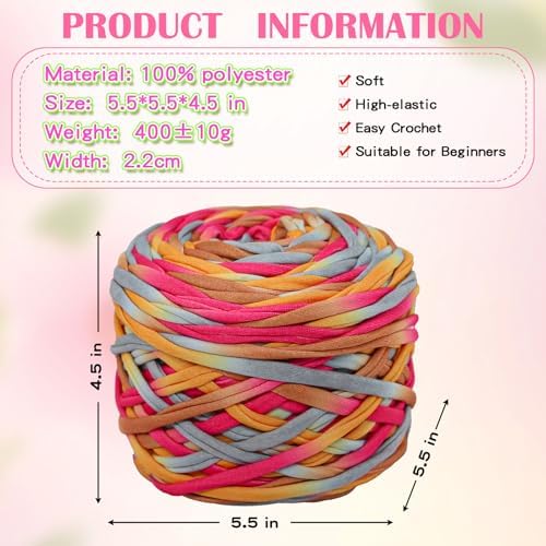 400g T-Shirt Yarn, 130 Yards Elastic Fabric Crochet DIY 02