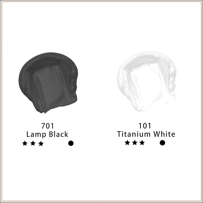 Artecho White and Black Acrylic Paint 500ml / 17oz Large Bottle