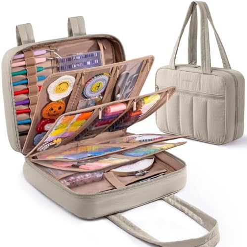 AMOIGEE Sewing Bag Organizer with 17 Clear Pockets and Tool Holders