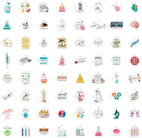 100Pcs Funny Biology Stickers for Students, for Water Bottle, Laptop - Funny Biology Gifts for Teachers - Biological Party Supplies - Science Stickers - Gift for Women & Men