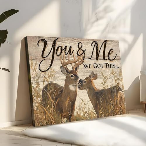WCHUIMM Diamond Painting Kits for Adults Rustic Deer, 5D Wildlife Deer Diamond Art Kits, Round Full Drill Dot Painting You & Me We Got This DIY Gem Crafts Home Wall Decor Gift 16x12 Inch