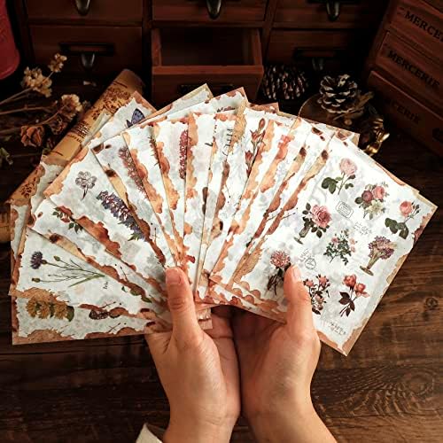 Dizdkizd Flower Sticker Book for Journaling, 20 Sheets (150 Pieces) Translucent Washi Stickers for Scrapbooking, Junk Journals, Planners