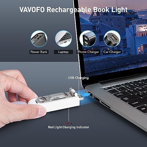 VAVOFO USB Rechargeable Book Light, Bookmark Clip on LED Reading Light