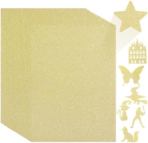 25 Sheets Light Gold Glitter Cardstock 92lb Thick Sparkle Paper 8.5" x 11"