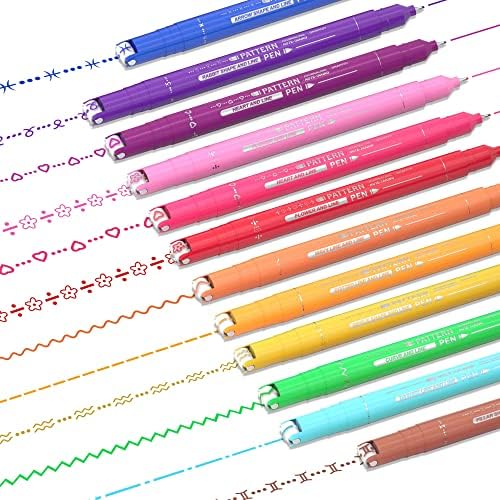 12 Colors Curve Highlighter Pens Set, 10 Different Shapes Dual Tip Markers, Cool Pens for Journal Planner Scrapbook Office Supplies