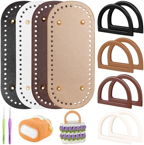 Coitak 4+8 PCS Bag Bases for Crochet with Purse Handles, 2 PCS Crochet Hook