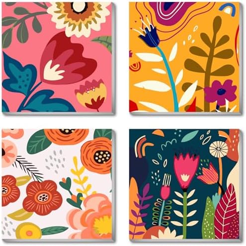 eimivrc 4 Pack Paint by Numbers Kit for Adults Framed,Flowers Paint by Numbers for Adults Beginner,DIY Acrylic Oil Painting for Home Wall Decor(8x8inch)