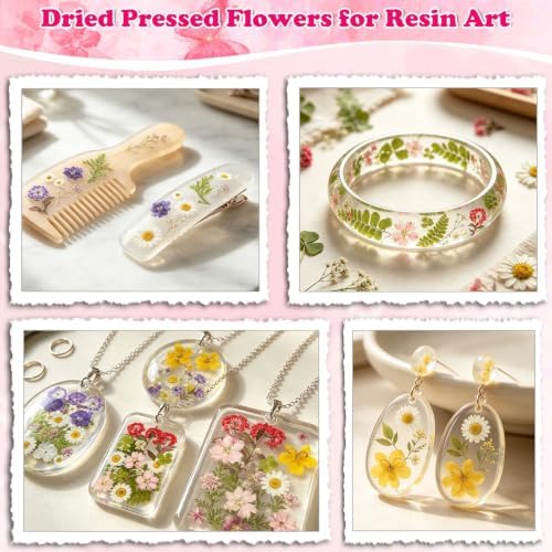 Evatage 100 Pcs Real Dried Pressed Flowers for Resin Crafts