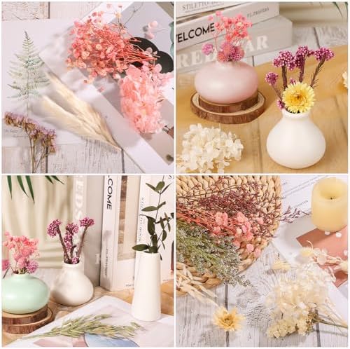 Real Dried Flowers 100% Natural Dried Flowers, Mixed Colors Dried Leaf Flowers for DIY Arts and Crafts Candles Resin Jewelry Nail Pendant Cards Scrapbooking Wedding Home Decoration (Pink)