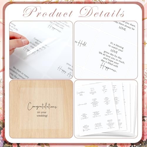 Watersay 240 Pcs Wedding Selection Peelable Stickers for Favors Greeting Quotes for Gift Boxes, Card Making, Envelopes, Wedding Anniversary Party Decorations, 4 x 3.5 Inches