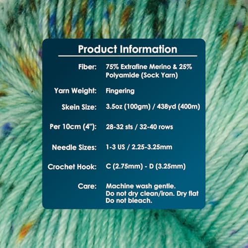 KnitPro Symfonie Fingering Weight Merino Wool Yarn 100g, Mint Sky