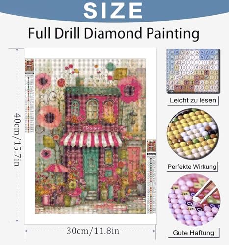 Benjenes Diamond Art Kit for Adults – Flowers House Design