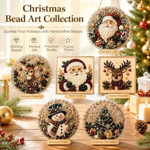 Christmas Pearl Diamond Painting Suncatcher Kit, DIY Bead Craft (#D)