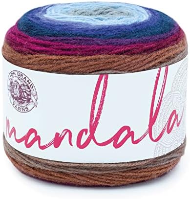 Lion Brand Yarn, Mandala DK Lightweight Yarn for Knitting, Crochet, and Crafts, Griffin, 1 Pack, Self-Striping Acrylic Fiber for Baby Blankets, Multicolor Shawls and Variegated Cardigans