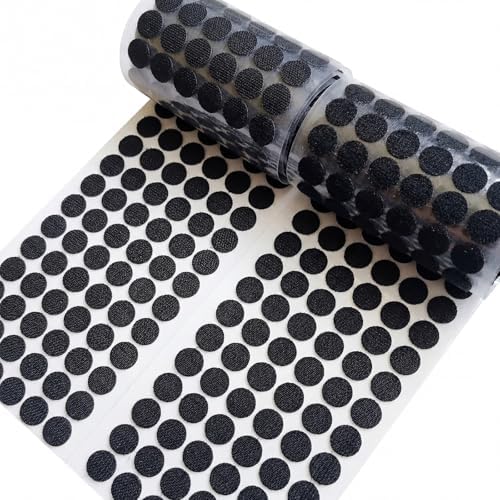Self Adhesive Dots, Strong Adhesive 1000pcs (500 Pairs) 0.59" Diameter Sticky Nylon Dots, Hook & Loop Dots with Waterproof Sticky Glue Tapes, Suitable for Classroom, Office, Home (Black)