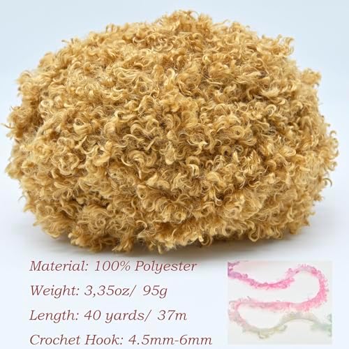 (32 Colors Available) Yusarinl Teddy Bear Yarn,Fuzzy Yarn for Crochet Polyester Plush Fur for Crafts Fluffy Fuzzy for Knitting(3.35 oz, 40 yds)-Brown