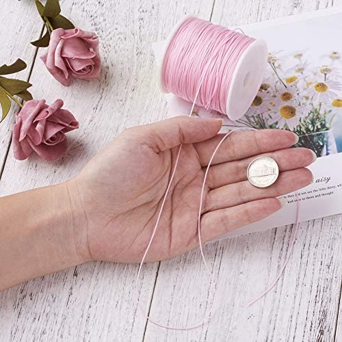 Elecrelive 100 Yards Pink Braided Nylon Crafting Thread Macrame Cord Rope