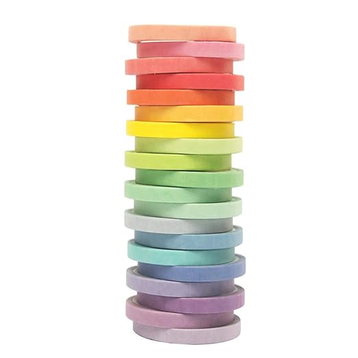 Washi Tape Set 20 Rolls, 7.5 mm Rainbow Colors Thin Decorative Tape