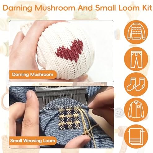 Mini Darning Loom,Handcraft DIY Weaving Repair Darning Kit for Beginner