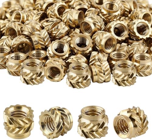 300 Pcs M3 Threaded Inserts,M3 x D5 x L4 Heat Set Inserts Brass Nuts,3D Printing Knurled Metric Nuts for Plastic,3D Printer Brass Inserts Knurled,Easy to Secure Fixation